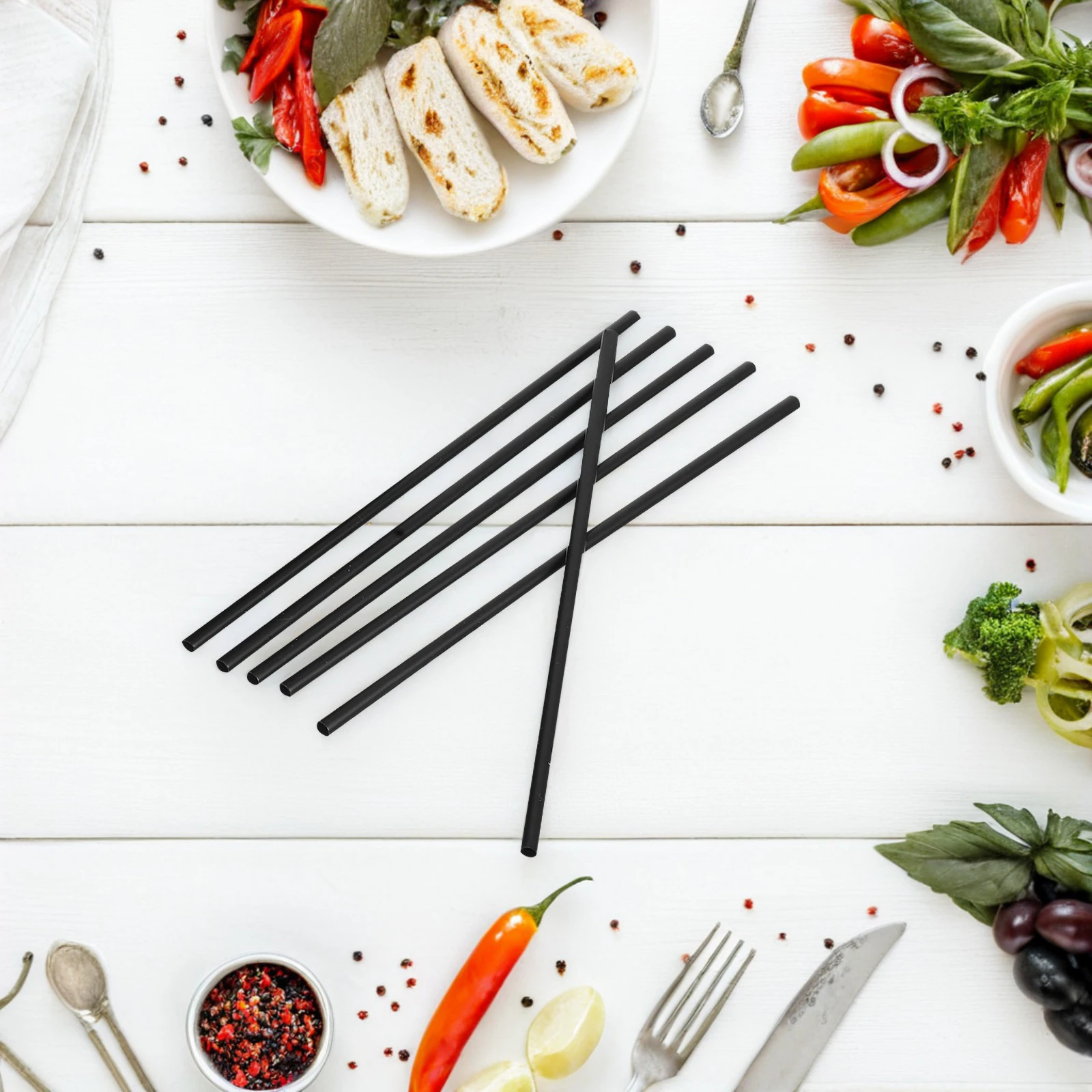 1000 Buah Sedotan Koktail Sedotan Minum Plastik Lurus Hitam Diameter 13Cm 0.3Cm untuk Pengaduk Kopi Bar Kafe Restoran