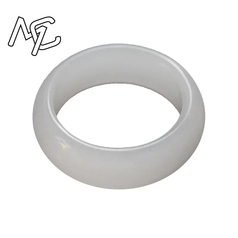 Chinese White Hetian Jade 7-13 Size Ring Jadeite Amulet Fashion Charm Jewelry Hand Carved Crafts Gifts Women Men