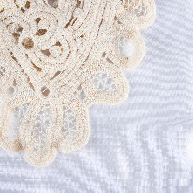 ลูกไม้ถักกลวงสำหรับผู้หญิงเสื้อมีปกตุ๊กตาคอเสื้อถอดออกได้