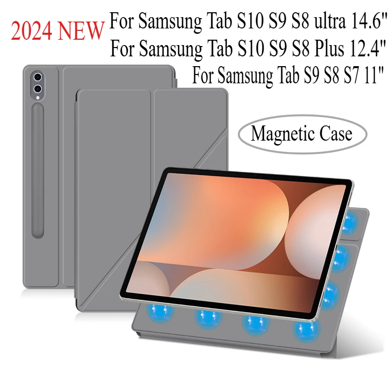 Smart Magnetic Case For Samsung Galaxy Tab S11 Ultra 14.6 S10 FE+13.1 S8 Plus 12.4 S9 FE 10.9 S8 S7 11  Tablet Stand Shell Cover