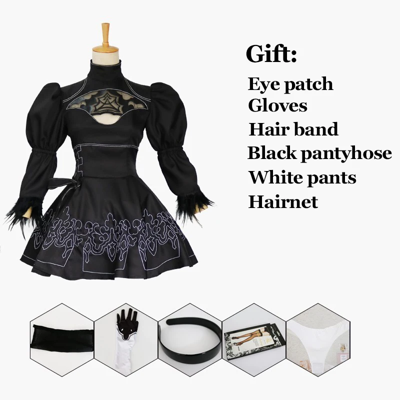 Anime NieR Automata Cosplay Costumes Yorha No.2 Type B Game Anime Role Play Costume Set Anime Cosplay Black Clothing