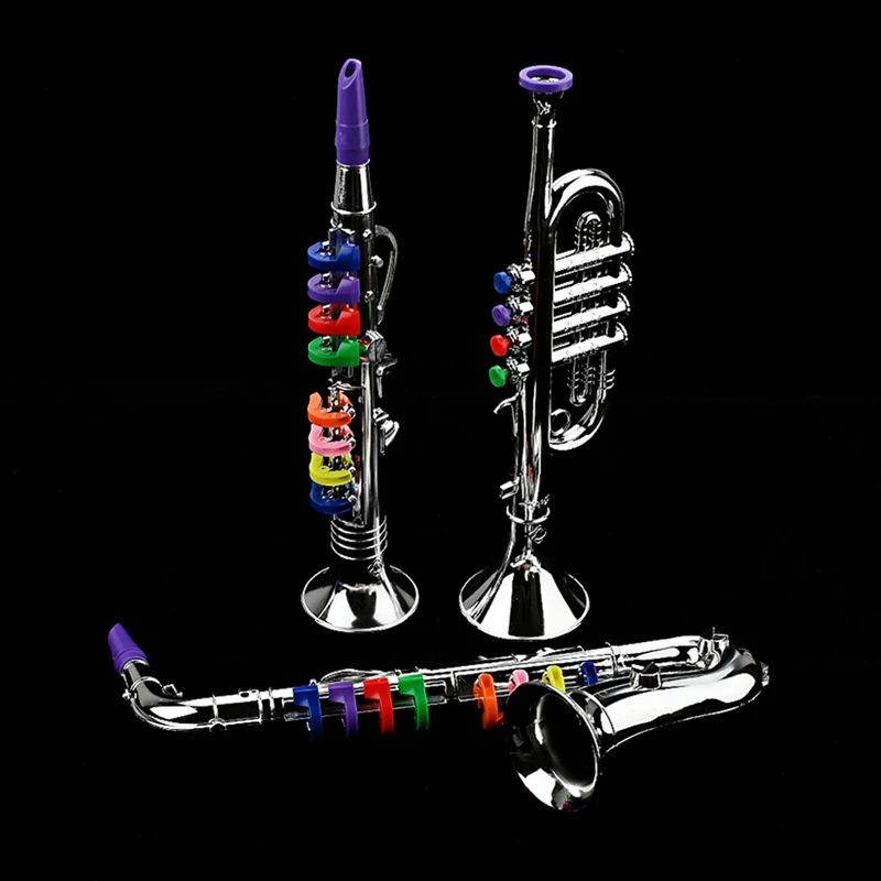 3Pcs Kids Musical Instruments Toy Clarinet Wind And Brass Musical Instruments Combo Toy For Toddlers Play