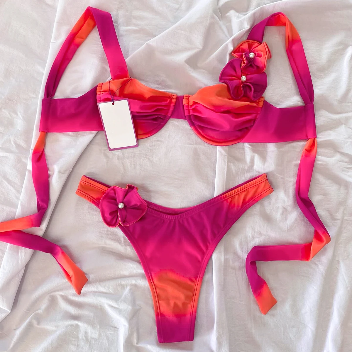 Push Up Bikini 2024 seksowne damskie kostium kąpielowy damski stroje kąpielowe w kwiaty Bikini zestaw brazylijski Biquini strój kąpielowy kostiumy kąpielowe z wysokim stanem