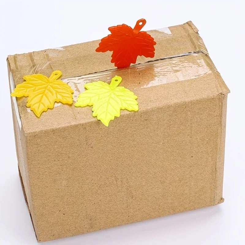 Practical Mini Plastic Box Opener for Fast Delivery Maple Leaf Shape Plastic Pendant Tag Colorful Leaf Ornament DIY Craft