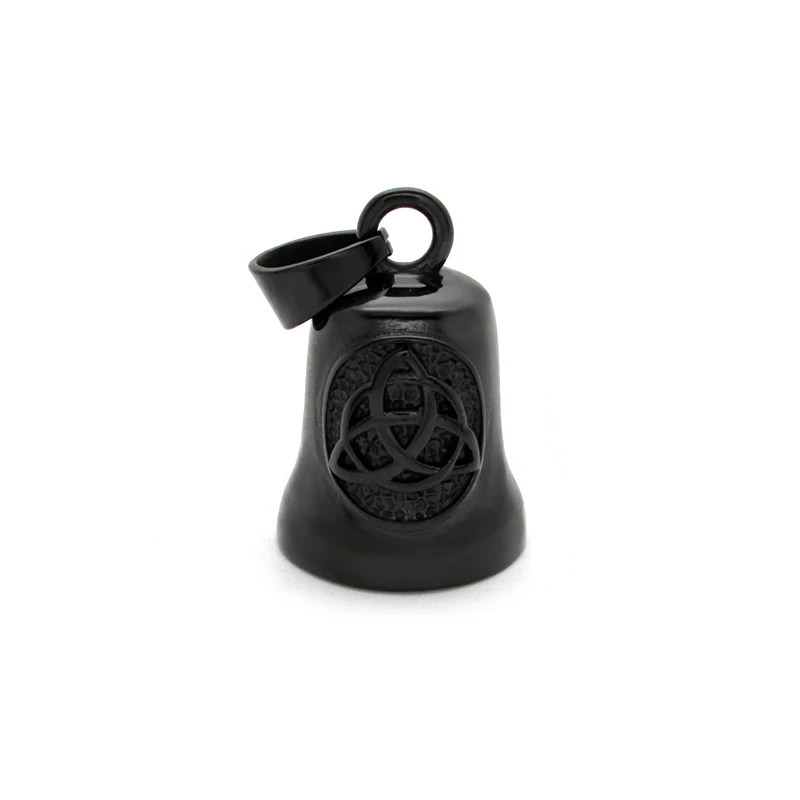 Punk ze stali nierdzewnej Norse Viking Odin Rune Celtic Knot Guardian Bell Gold Color Black Plated Wisiorek motocyklowy