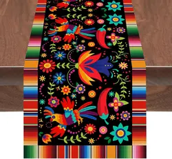 Meksykański lniany bieżnik na stół Inco De Mayo Dia De Los Muertos Farmhouse Kitchen Dining Table Runner Party Decor