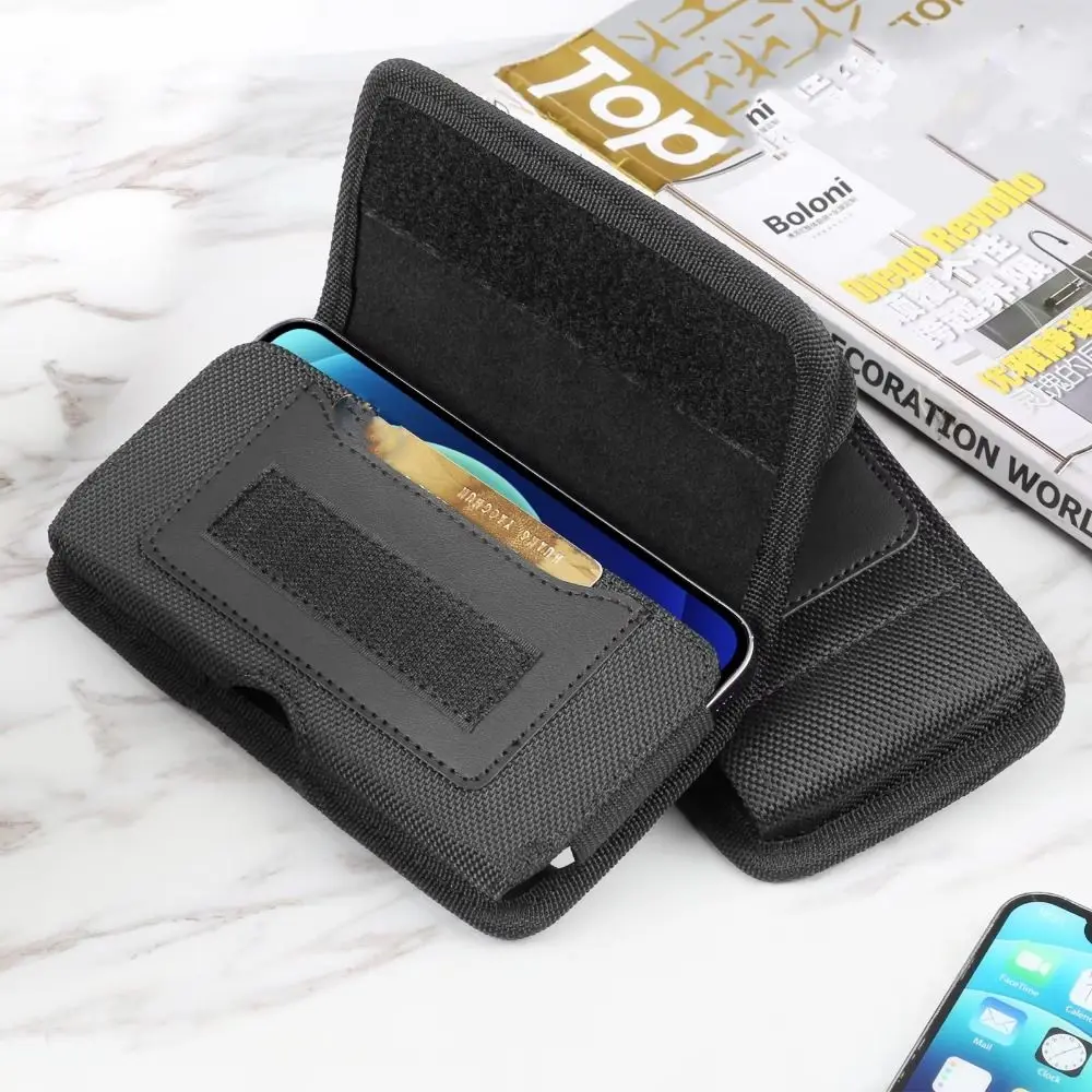 

Oxford Belt Clip Phone Bag Horizontal Style Durable Waist Pouch Phone Cover Wear-resisting Attached Phone Oxford Cover Pouch