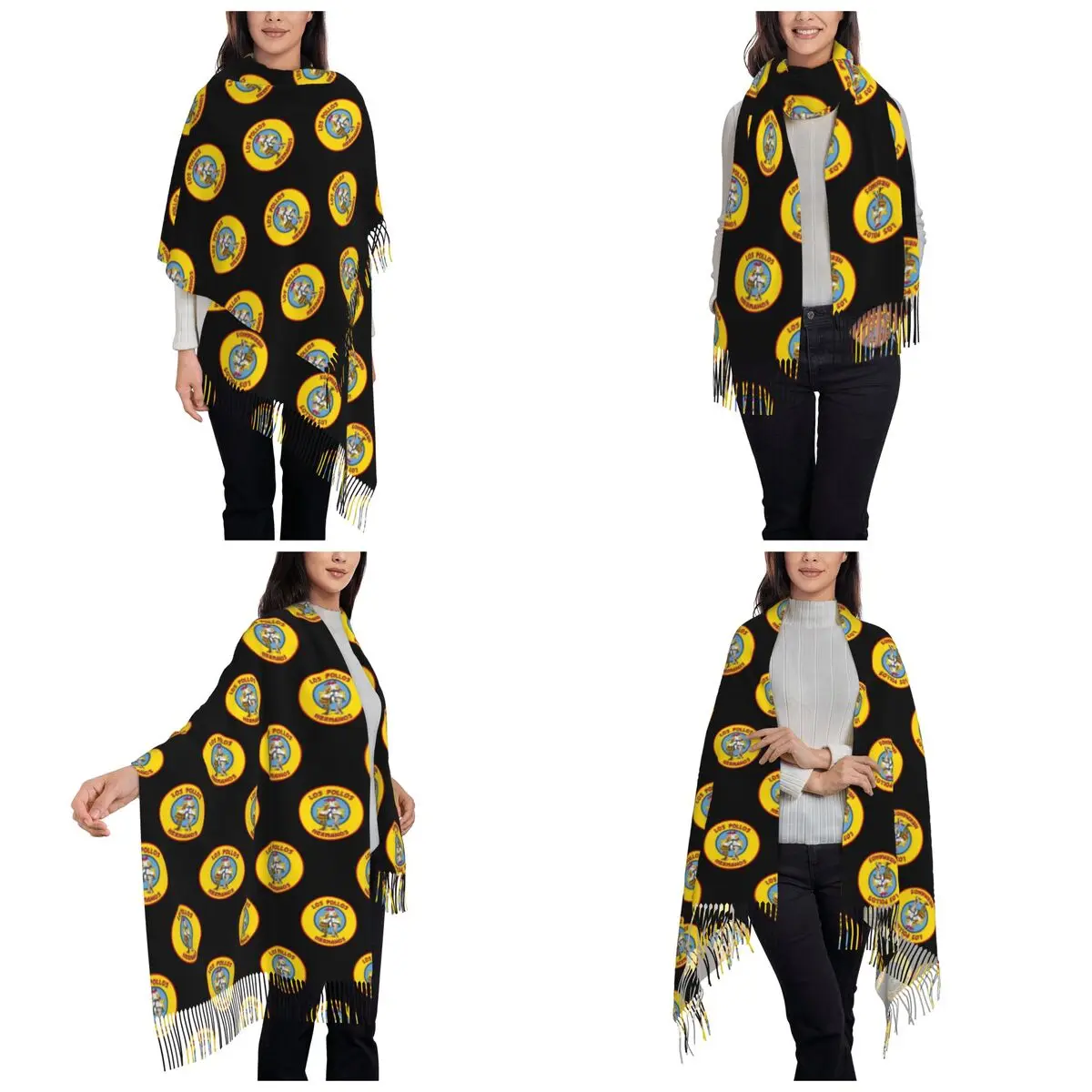 وشاح لوس بولوس أوشحة شرابة للنساء شالات دافئة ناعمة ويلتف شال طويل للخريف والشتاء