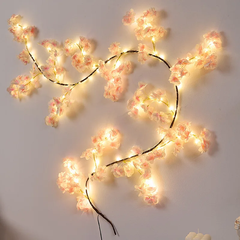 

LED branch copper wire rattan light cherry blossom wedding decoration indoor atmosphere modeling light bendable light string