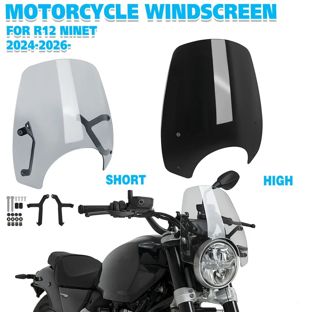 For BMW R12 nineT R 12 2024-2026 2025 Motorcycle Windshield Visor Windscreen Cover Double Bubble Wind Screen Deflector Protector