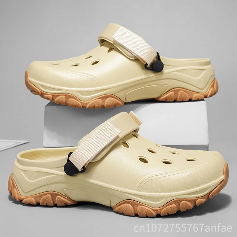 

Summer Men's Hole Shoes Outdoor Baotou Anti-slip Beach Shoes Couple Slipper Thick Bottom Sandal Hollow out Comfort Casual Sandal