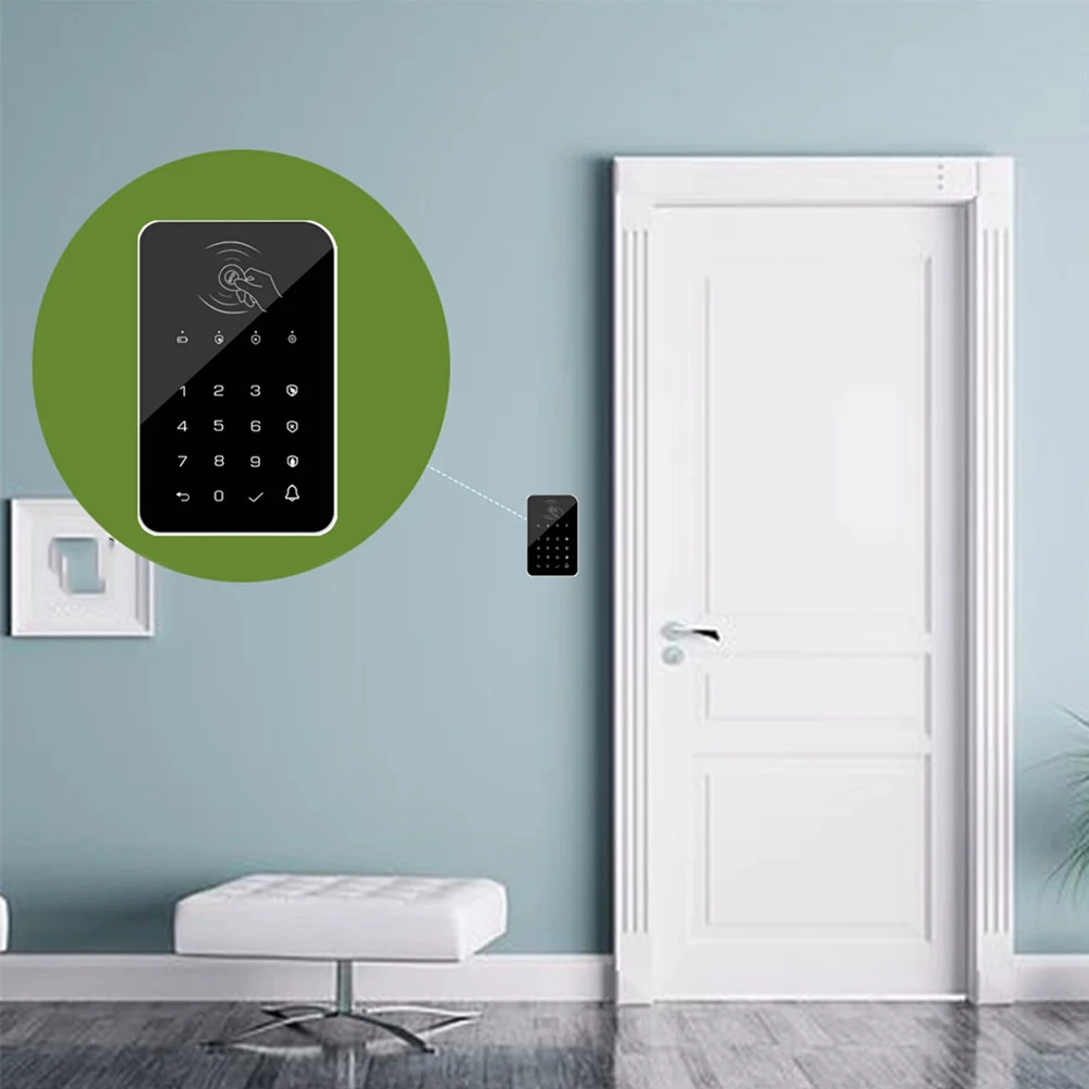 New Design 433MHz Wireless Touch Keyboard Bring 2PCS RFID Card Arm Or Disarm Password Keypad For Home Alarm Security System