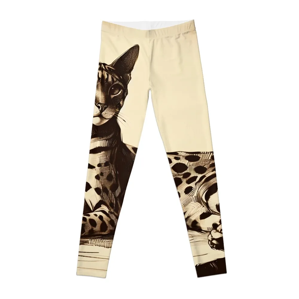 

Savannah Cat's Serene Silhouette Leggings sports shirts gym Female legging pants Fitness woman Womens Leggings