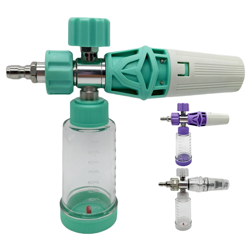 100ml Pressure Washer Gun Adjustable Foam Spray Pot 1/4 Inch Quick-Connect Liquid Foam Sprayer for Cleaning Cars SUVs