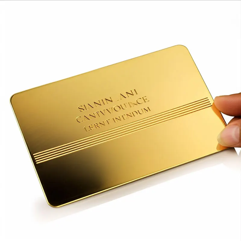 Customized.product.unique company VIP custom logo embossed gold plated metal business card