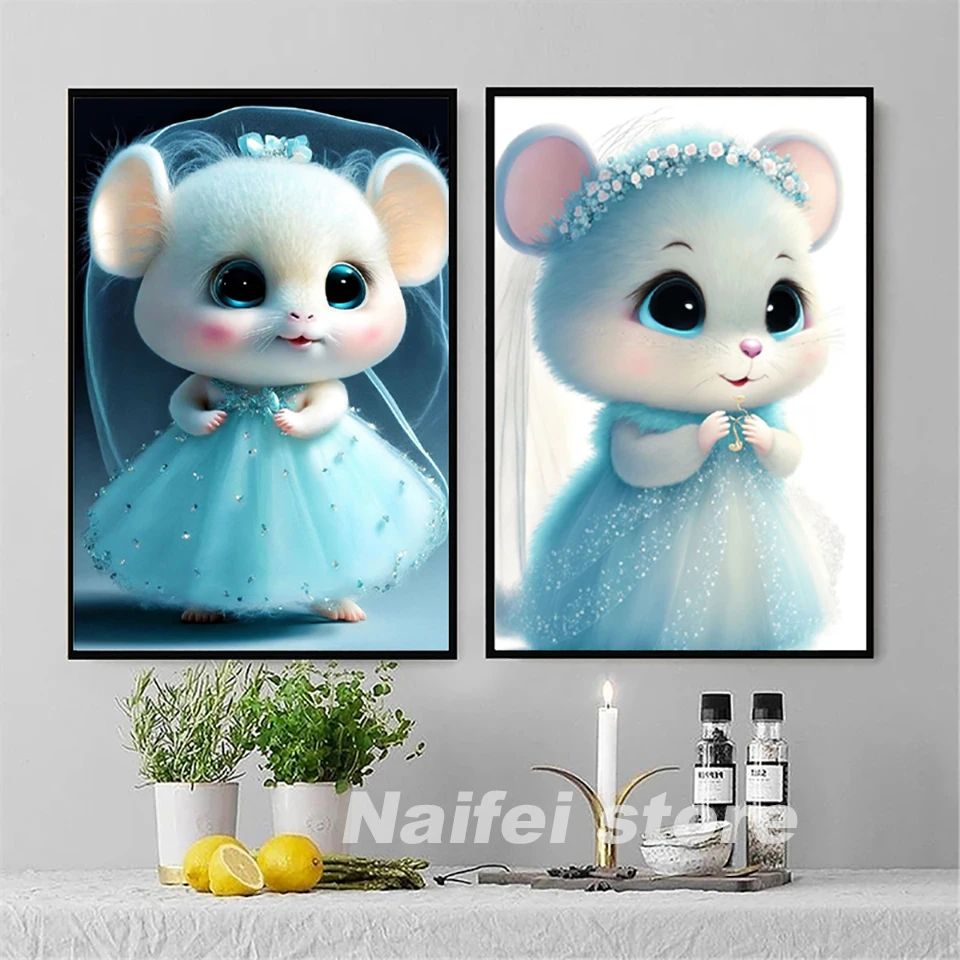 Diamond Painting Cartoon Mouse Bride Full Square Round Cross Stitch Kit 5D DIY Christmas Child's Embroidery Mosaic Home Decor