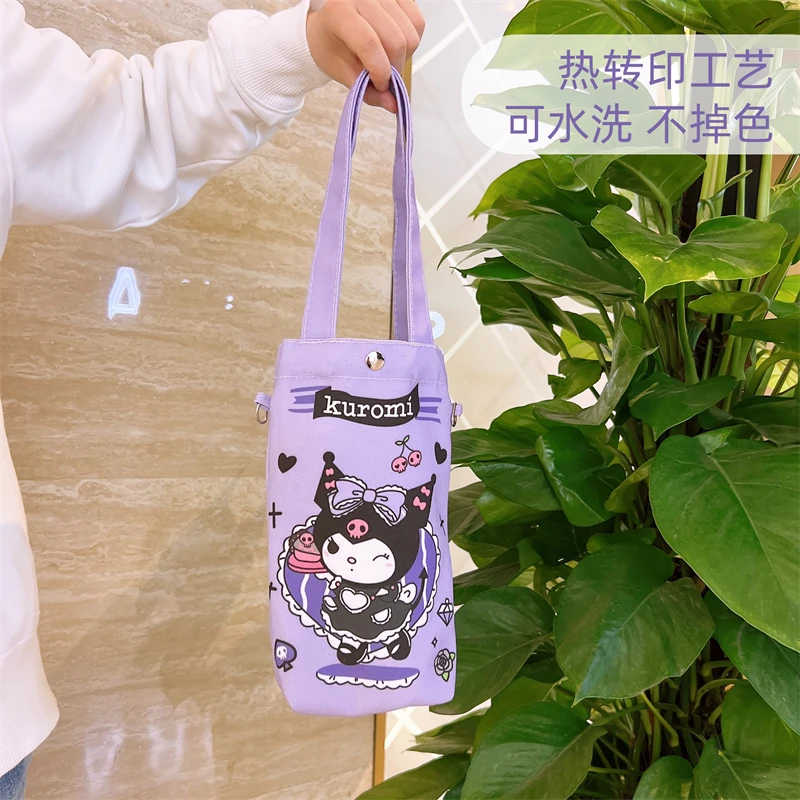 

Sanrio Kuromi Handheld Cup Cover Insulated Cup Bag Strap Female Adjustable Currency Bag Water Cup Canvas Bag For Girls Gifts