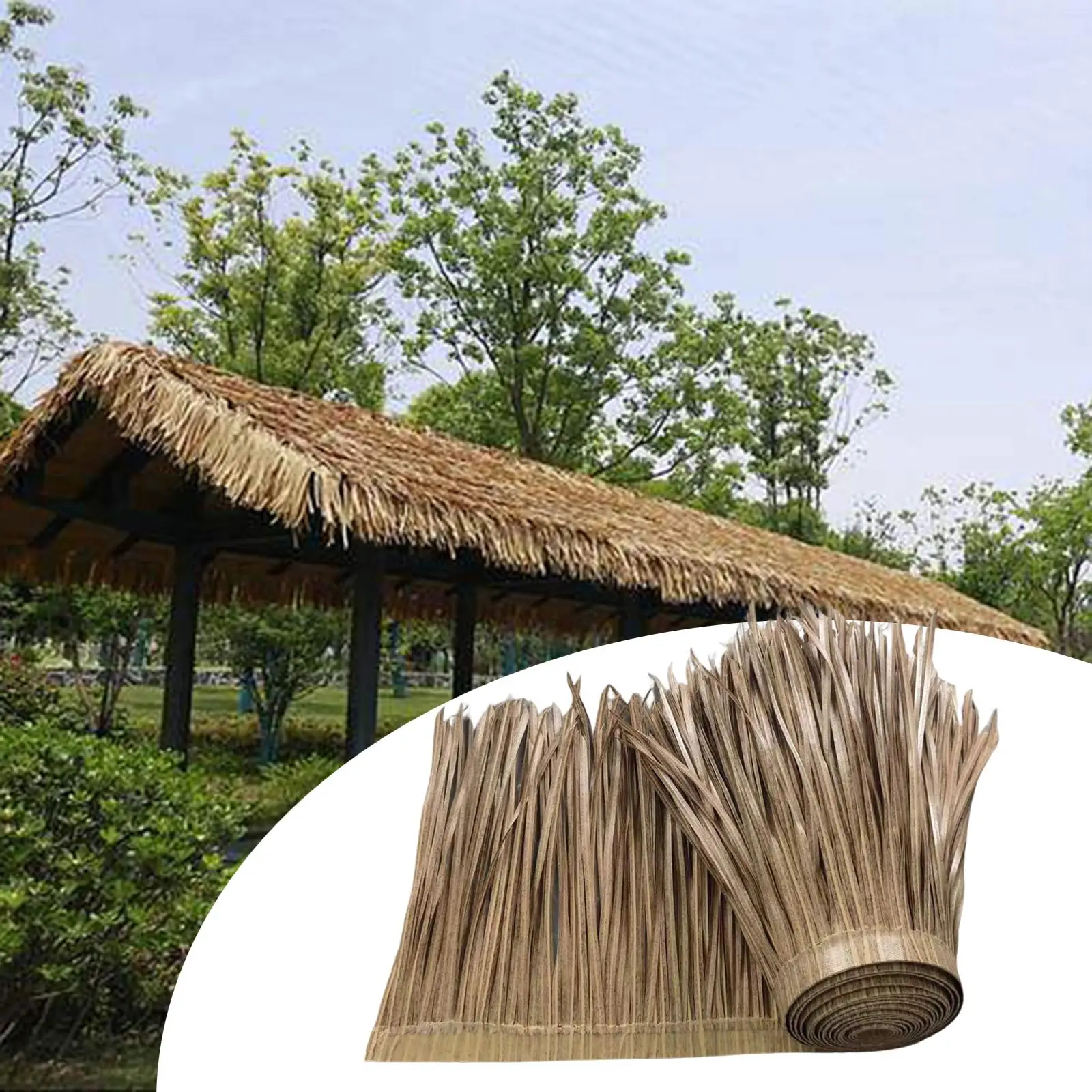 Palm Thatch Roll Blinds 39x20 inch Decorate Straw Roofing Panel Straw Roof Thatch Hut Thatch for Bar Huts Roof Fence Decoration