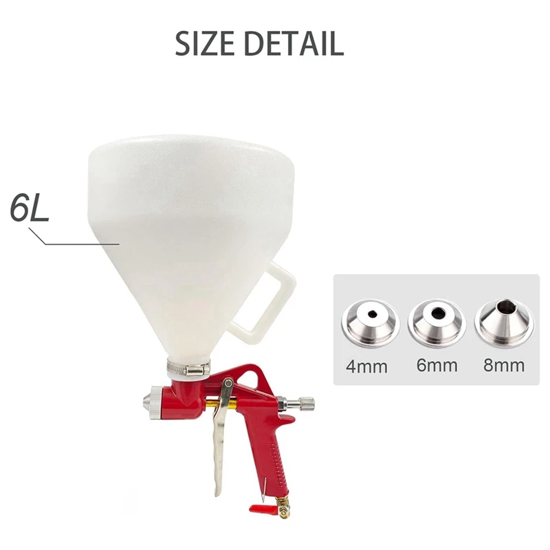 Инструмент для распыления воздушной текстуры, 1,58 галлонов, искусственная стена из гипсокартона с 3 насадками (4,0 мм/6,0 мм/8,0 мм) для стен из грязи