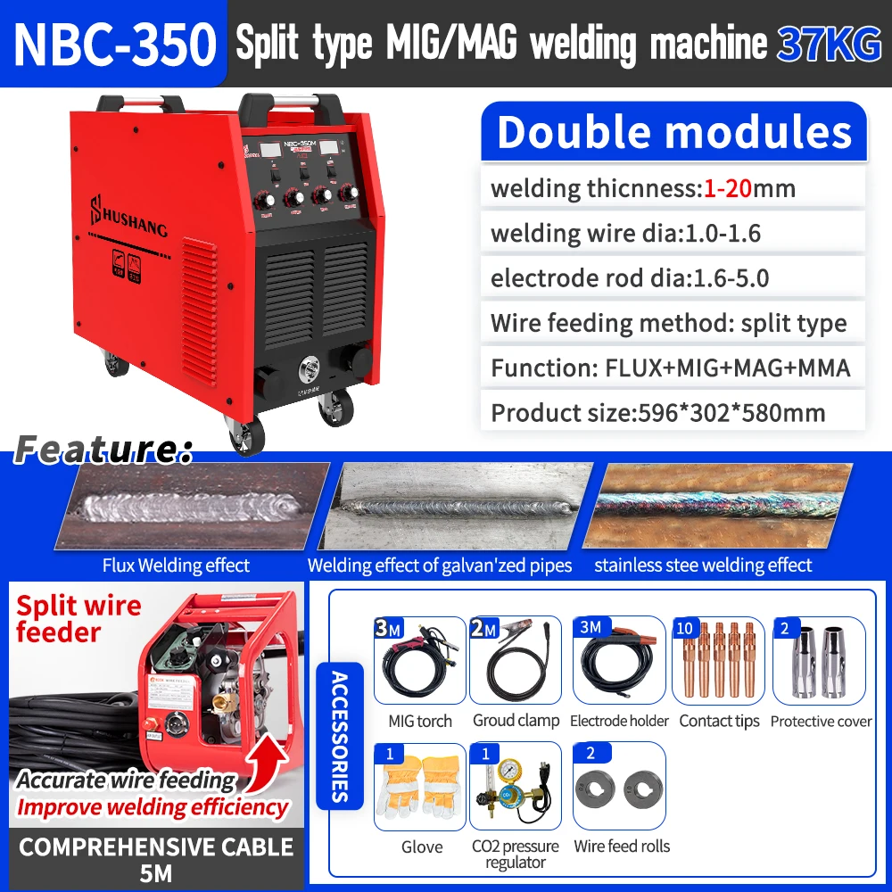 New 3ph Industrial Heavy Duty Mig Mag Welding Machine 380V 350amp IGBT Inverter Soldadora  Mig Mag Welder Mma CO2 Mig Welders