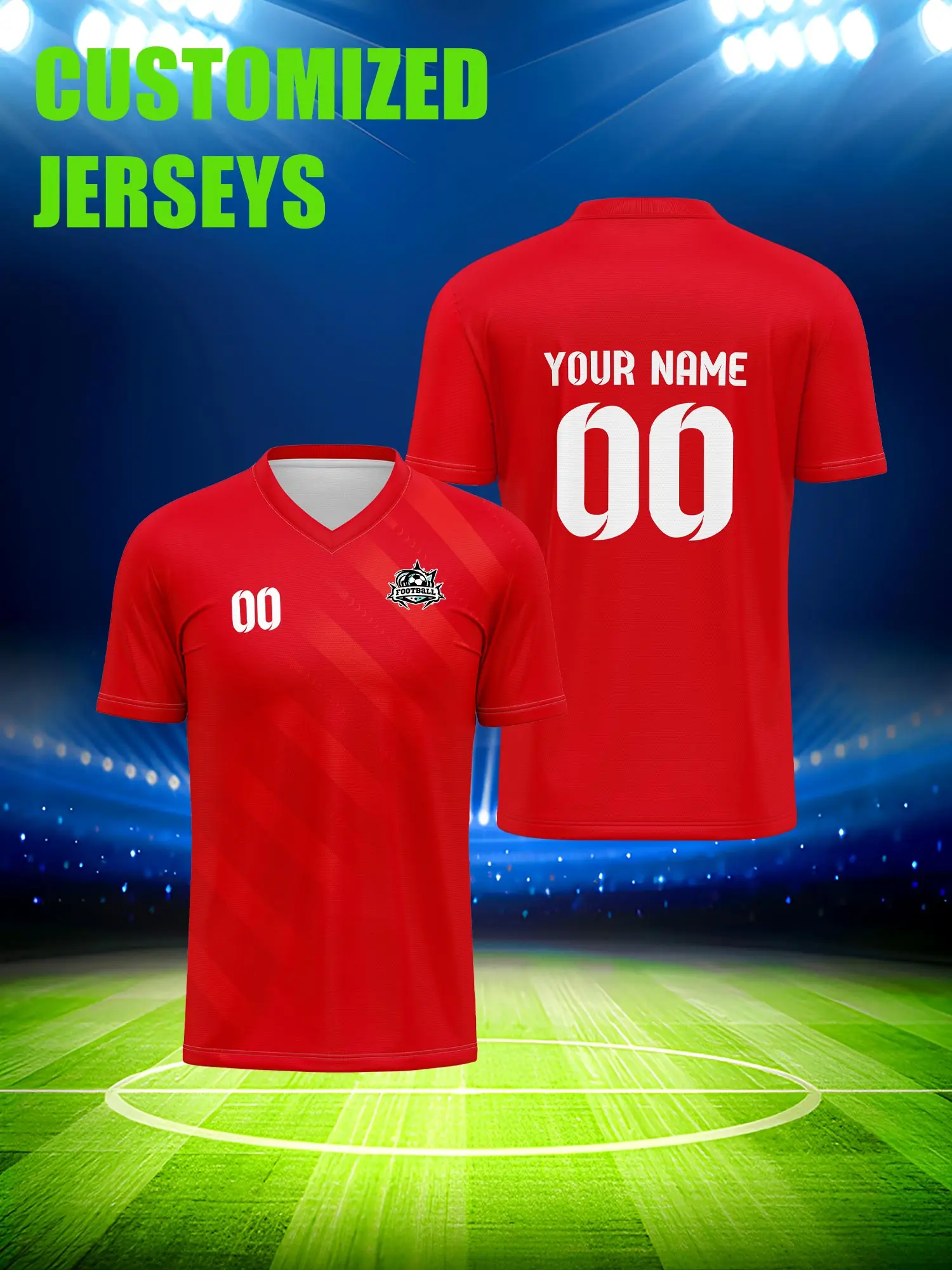 

Футболка для футбола с индивидуальным изображением, номером и именем, в стиле винтажного ретро-дизайна.