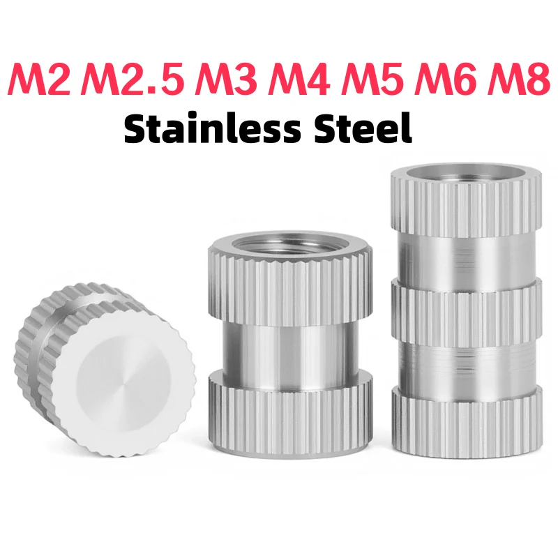 M2 M2.5 M3 M4 M5 M6 M8 Stainless Steel Blind Hole Hot Melt Injection Knurled Nut Single Pass Straight Threaded Insert Nut