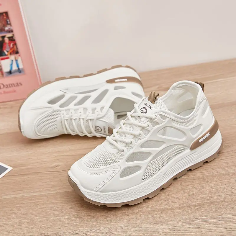 2026 Summer Female Chilled Thread Woven Heritage Runner Super Light Padded Bottom Leisure Footwear Viral Ventilated Everyday