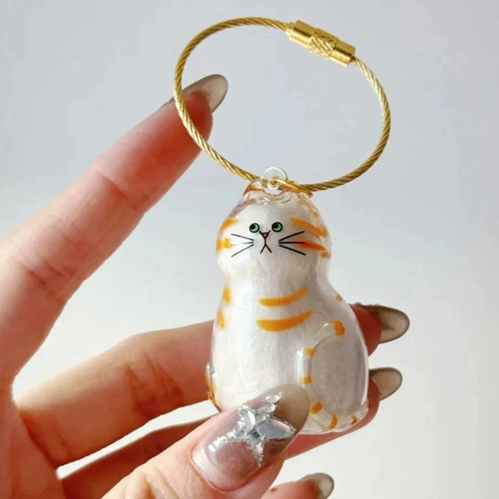 1/6pcs Memorial Keychain Cat Hair Storage Container Cat Shaped Keyring Portable Handmade Key Chain DIY Keychains Accessories