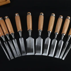 Wood Handled Flat Chisel Carving Knife Wood Chisel Flat Spade Chisel 6-38MM Woodworking Chisel Wood Carving Tools