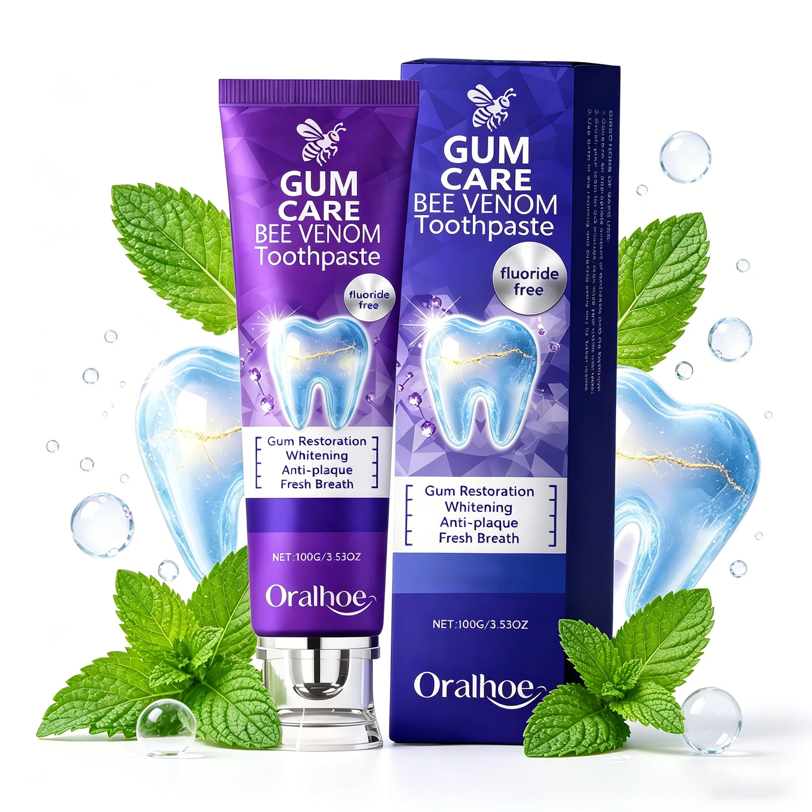 Pasta Dental con Veneno de Abeja para Blanquear los Dientes, Restaurar las Encías, Proteger el Esmalte, Mejorar los Dientes Sensibles, Eliminar las Manchas de Placa y Refrescar el Aliento