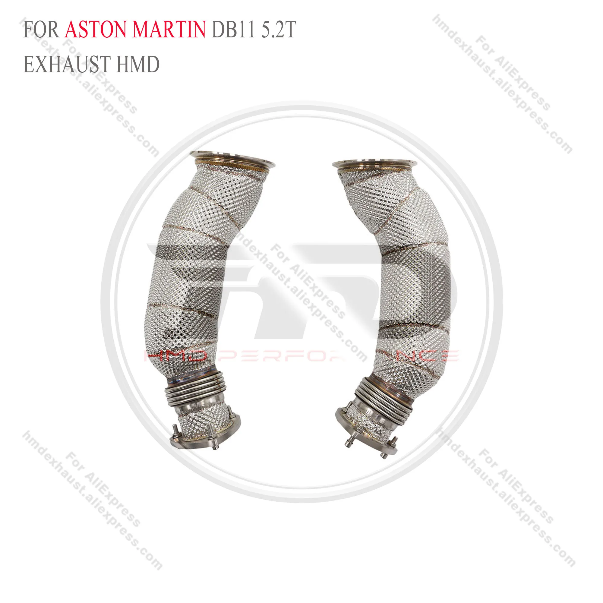 

HMD 304 SS Downpipe w/ Heat Shield for Aston Martin DB11 5.2T 17-24 High-Flow Race Certified