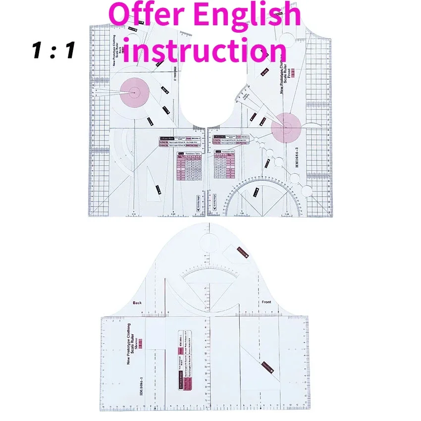 Fashion Design Ruler Cloth Design Female coat School Student & Small doll Cloth  Drawing Templete Garment Prototype Rulers