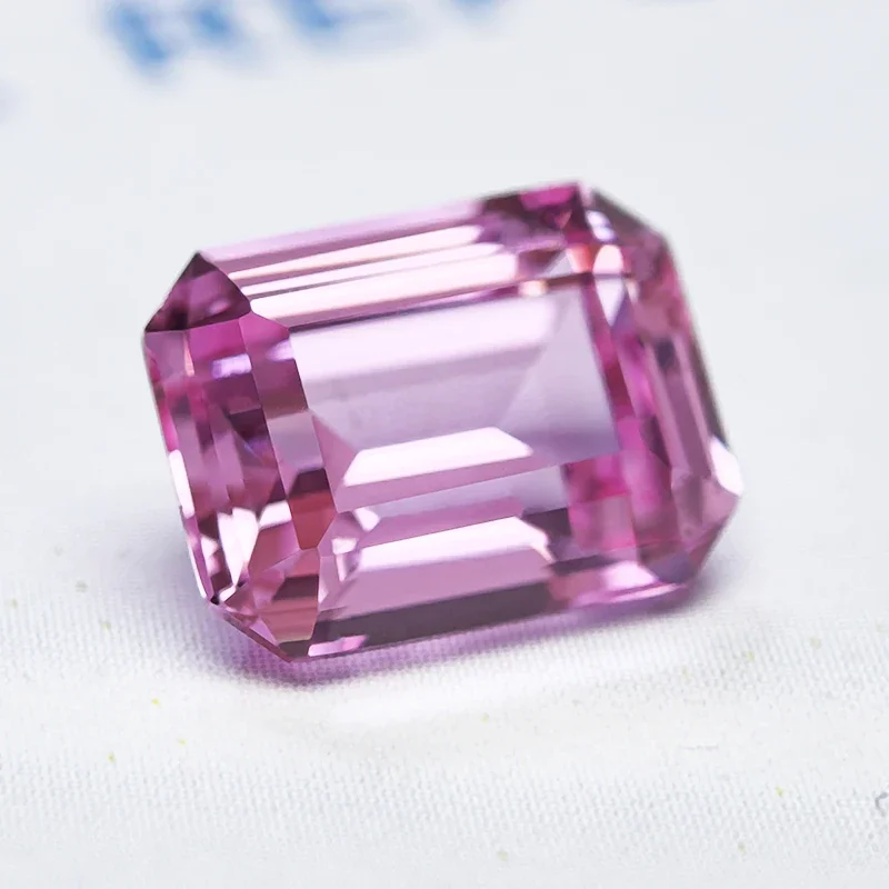 Customized Pink Sapphire Emerald Cut 13x18mm 20 Carats