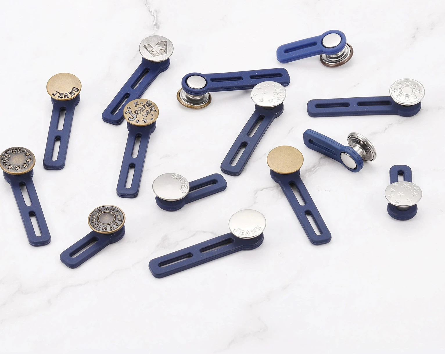 Extensions de boutons en alliage et Silicone, 6 pièces, Extension de taille pour pantalons sans couture, pour femmes et hommes, jupes en jean, 1.38 pouces
