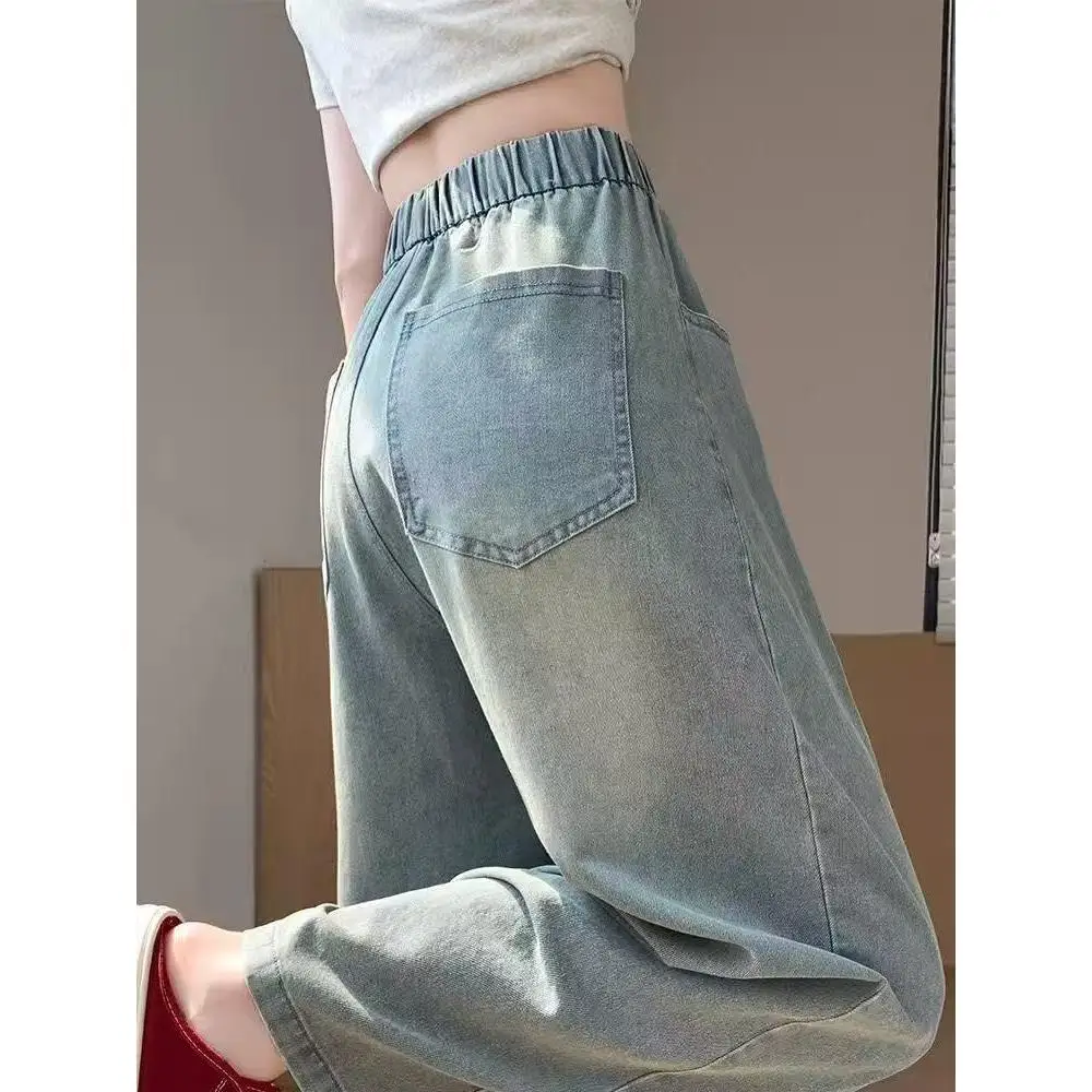 

Джинсы женские с высокой талией, прямые, длиной 7/8, с эластичным поясом, из денима, осенне-зимние, новые, из смесового хлопка и полиэстера