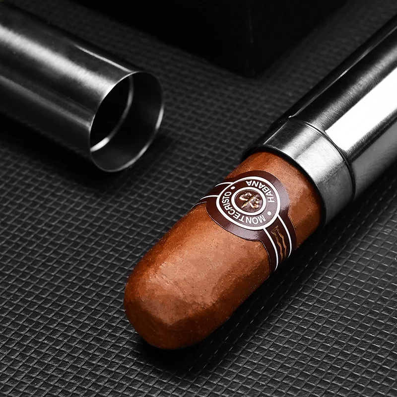 Stainless Steel Humidor Cigar Tube Storage Moisture-proof Cigar Case Smoking Accessories