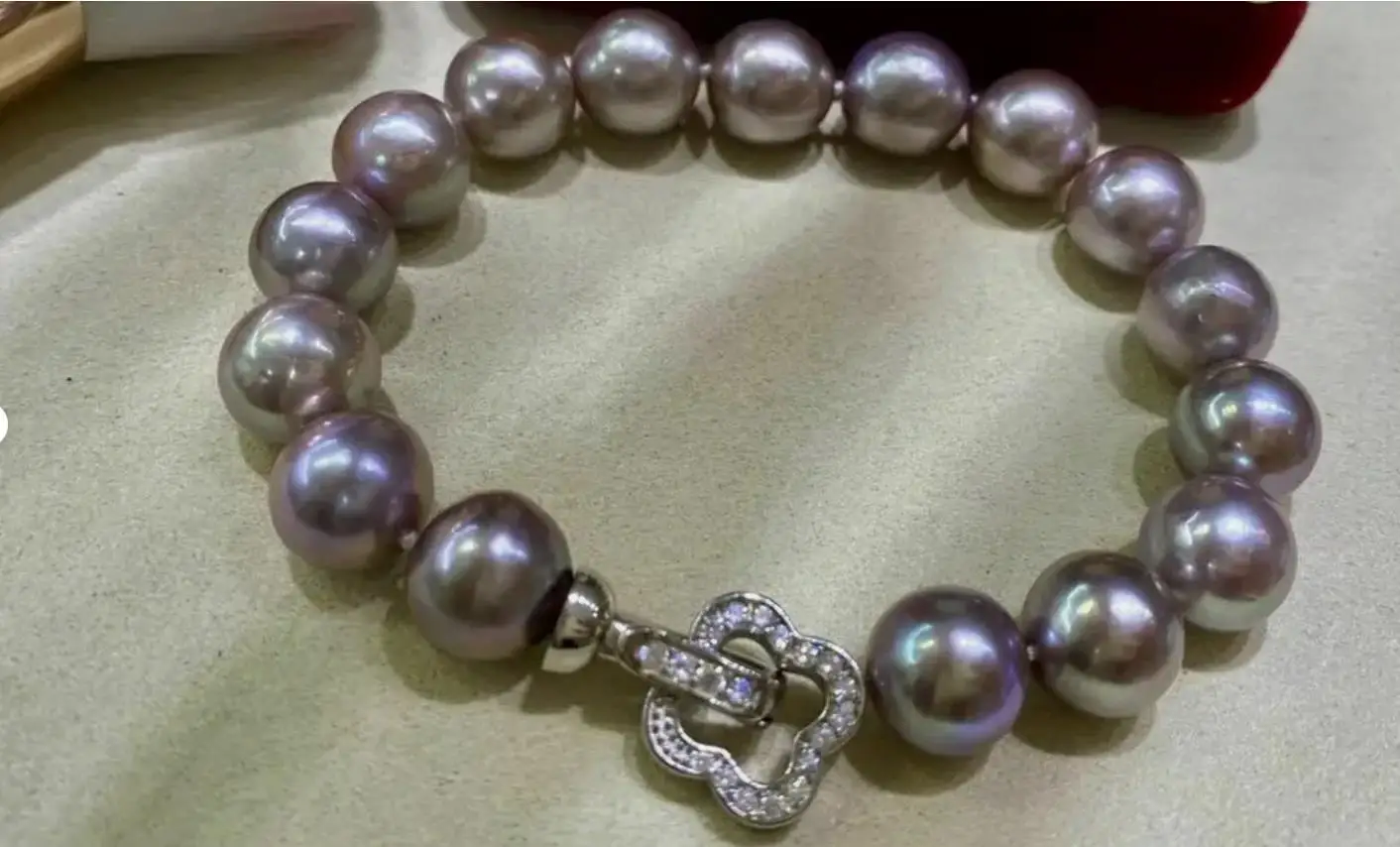 Elegant AAA 10-11mm South Sea Round Lavender Pearl Bracelet 7.5-8 Exquisite jewelry exquisite gifts