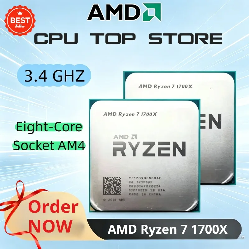 

100% Brand New and Original AMD Ryzen 7 1700X R7 1700X 3.4 GHz Eight-Core CPU Processor YD170XBCM88AE Socket AM4 IN STOCK