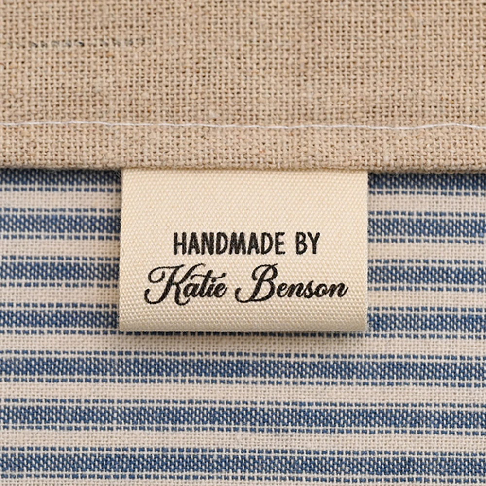 

Custom Cotton Webbing Label 1.18"x1.97" Printed for Knit Headband, Ear Warmer – Soft Washable Sew-on Tag for Winter Accessories