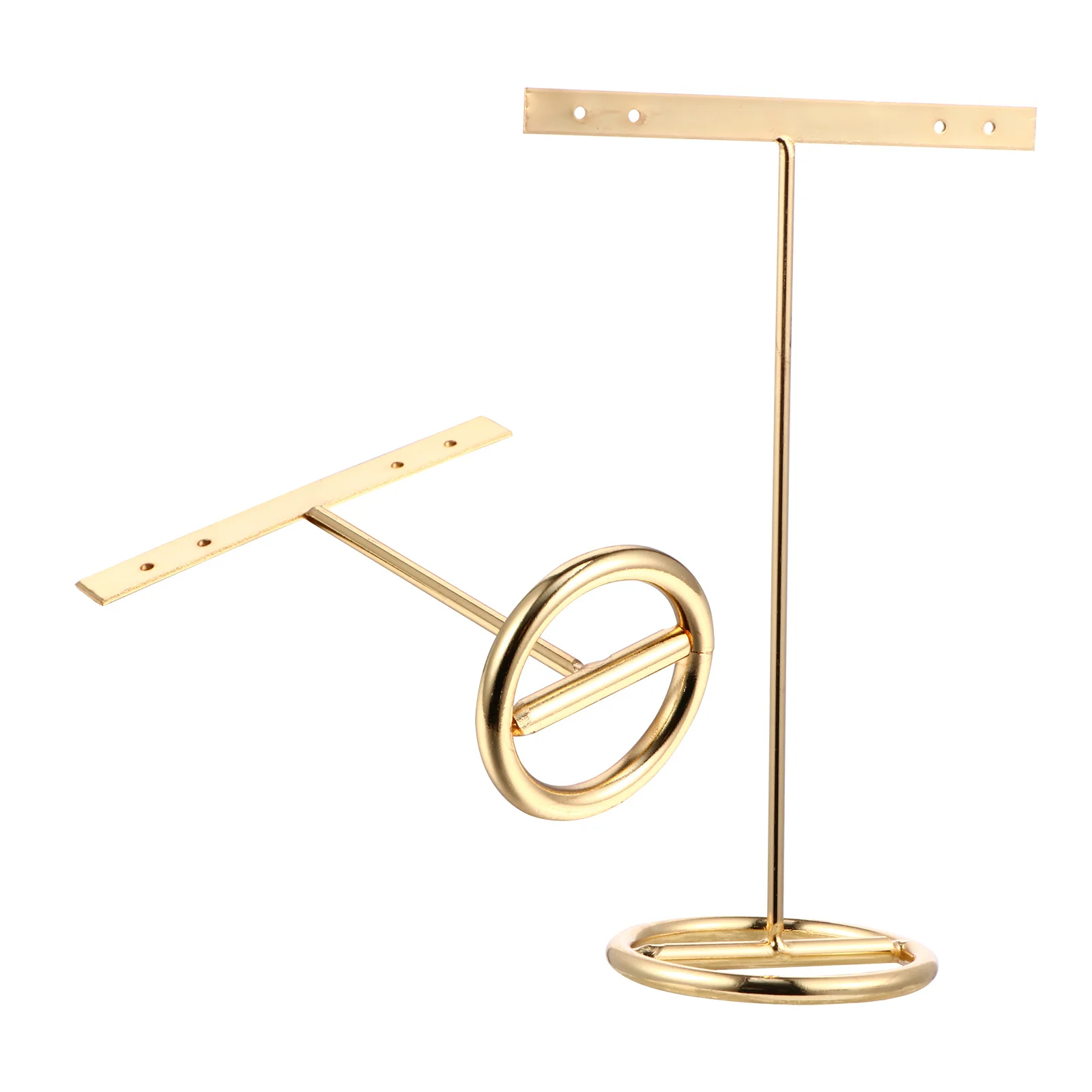 

2 pcs T-Shaped Earring Display Racks Iron Jewelry Display Stand Golden Durable Storage Rack Decorative Holder For Photos