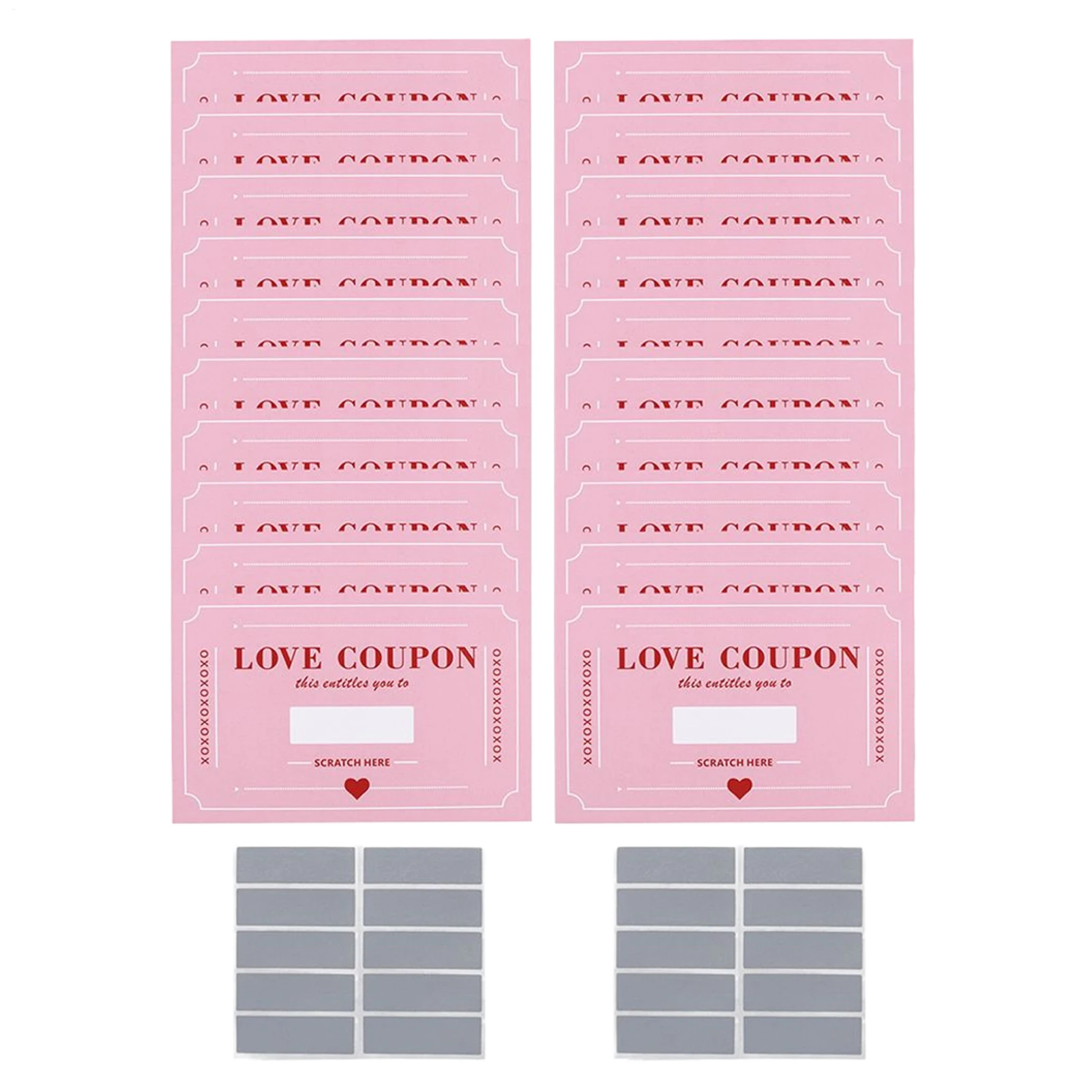 Valentines Coupons 20Pcs Scratch-Off Love Coupons Couple Scratch Off Cards Valentine's Day Wedding Anniversary Creative Gifts view 2