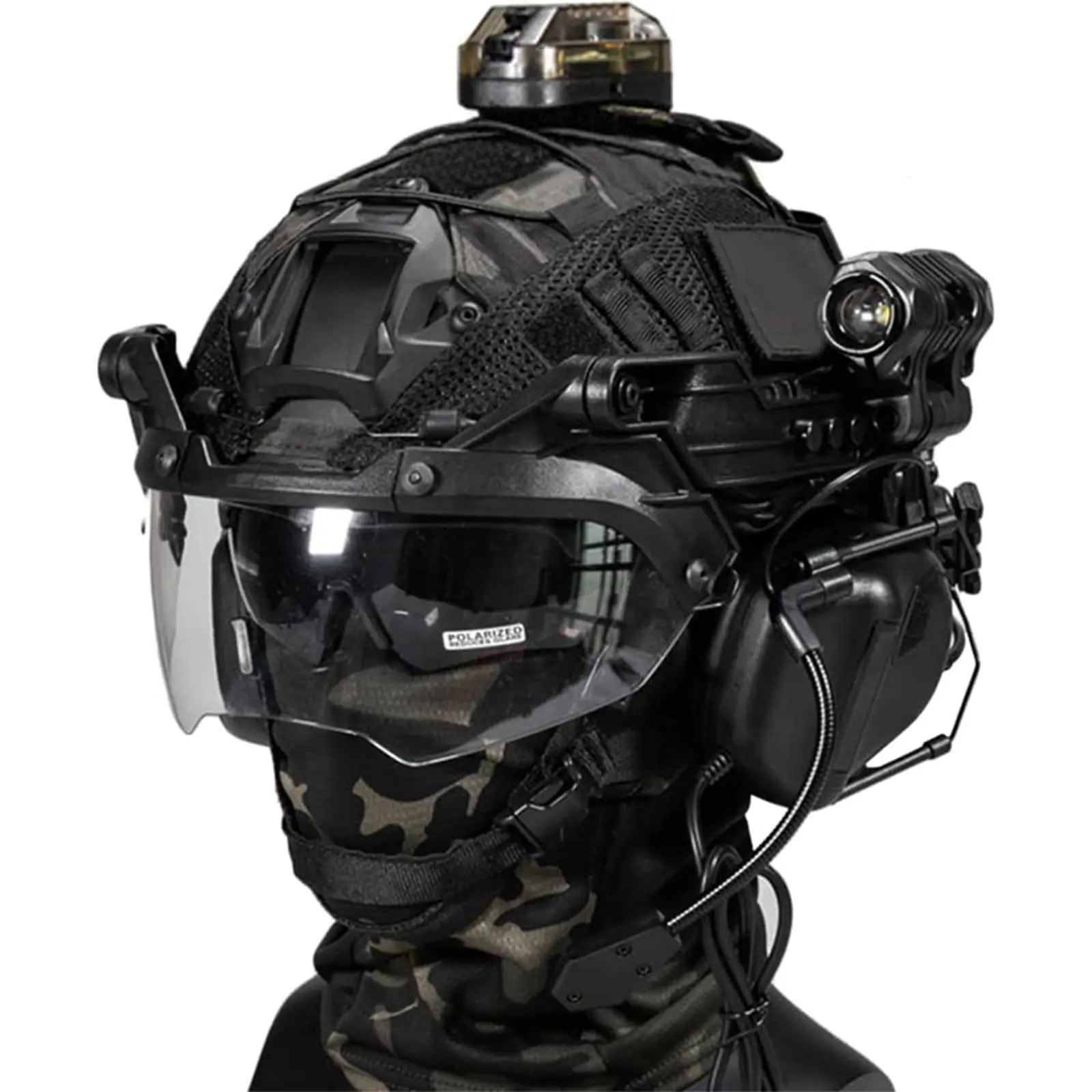 

Tactical Airsoft Fast Protective Helmet, Tactical Headset, Adjustable Visor, protection goggle, flashlight, Airsoft Helmet Set