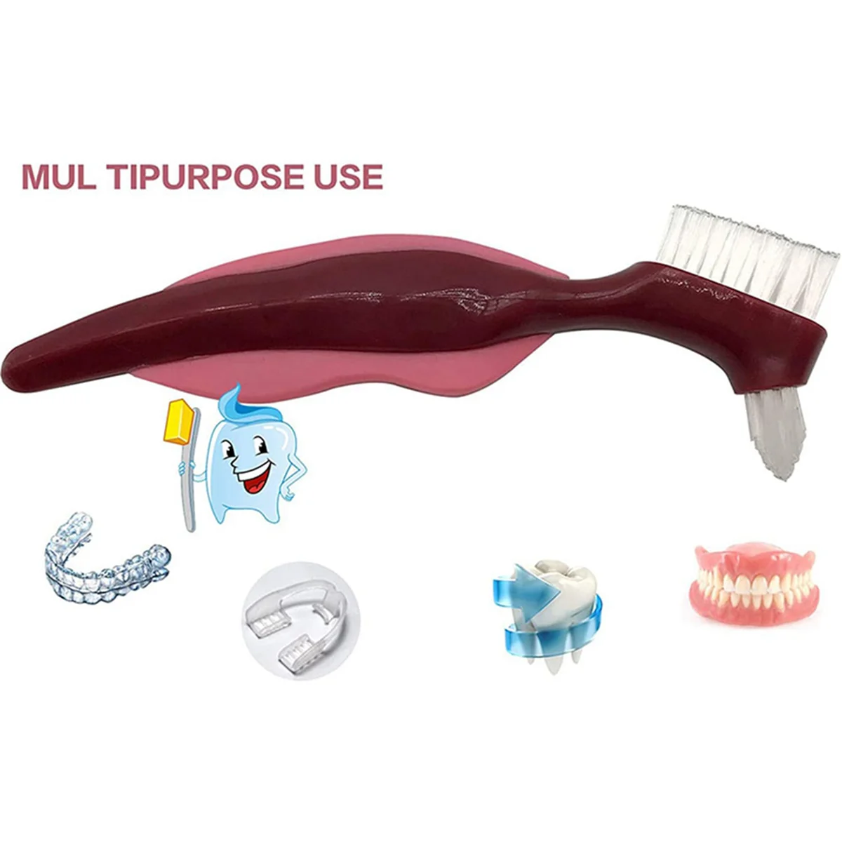 2 uds cepillo de dientes duro Premium para dentadura, cepillo de limpieza, cerdas multicapa y cepillo portátil de doble cara para dentadura