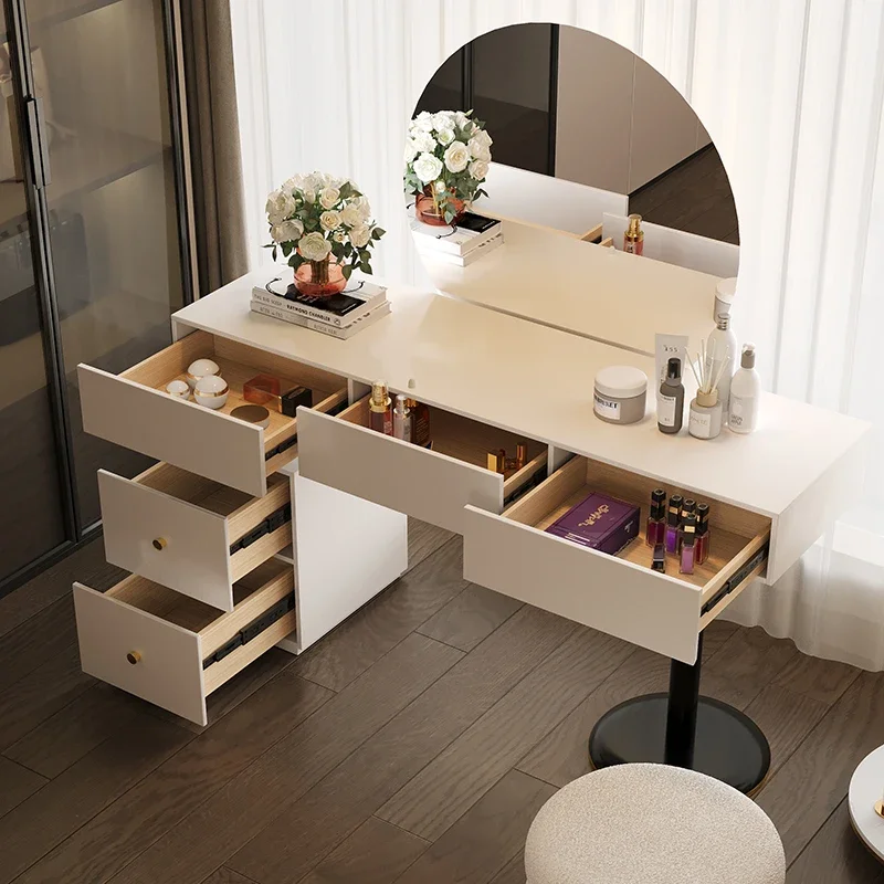 

Bedroom Makeup Vanity Table White Light Mirror Desk Dressing Table Storage Cabinet Women Mesa De Maquillaje Trendy Furniture