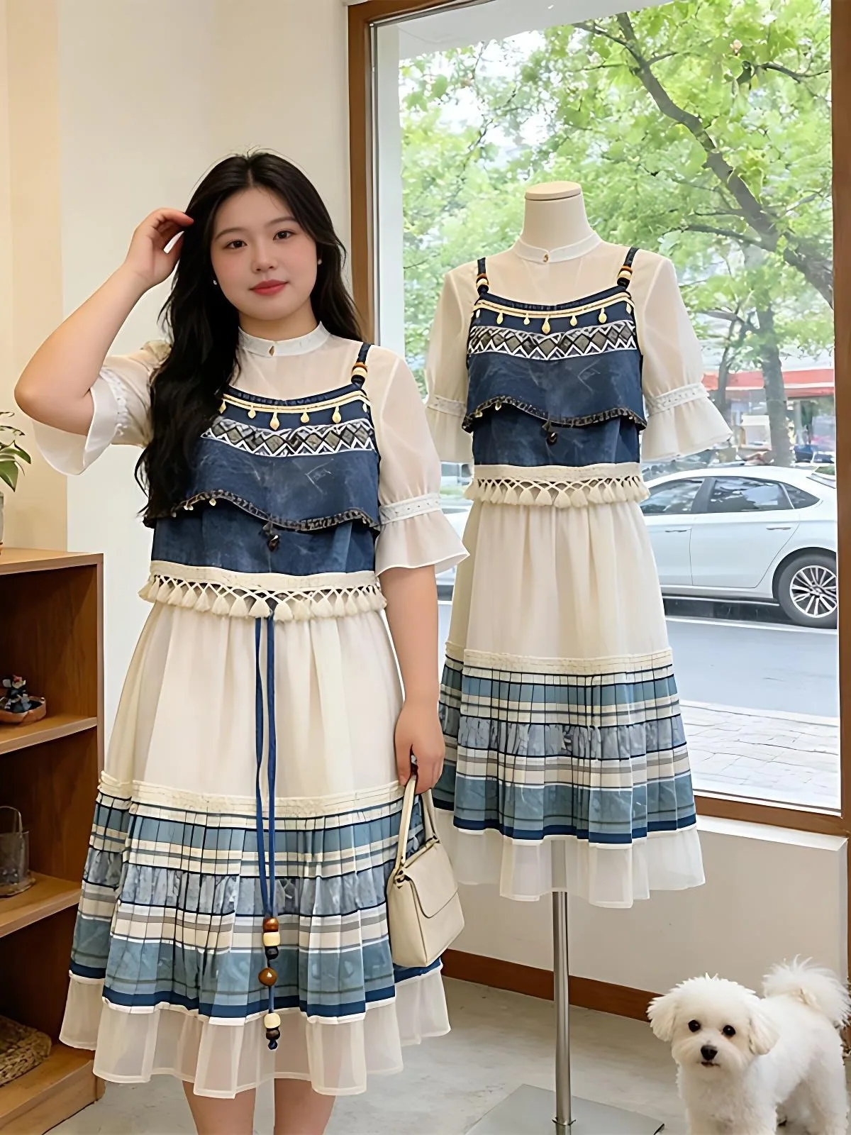 

New Chinese Style Large Size Women's Summer Outfit Embroidered Halter Neck High Waist Skirt Three Piece Set Fashionable ...