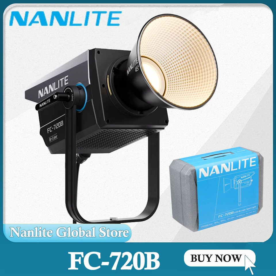 

Nanlite FC-720B 750W двухцветный COB-видеосвет с креплением Bowens, 2700-6500K, 133 800 люкс при 3,3 футах, со светодиодным отражателем для заполняющего освещения
