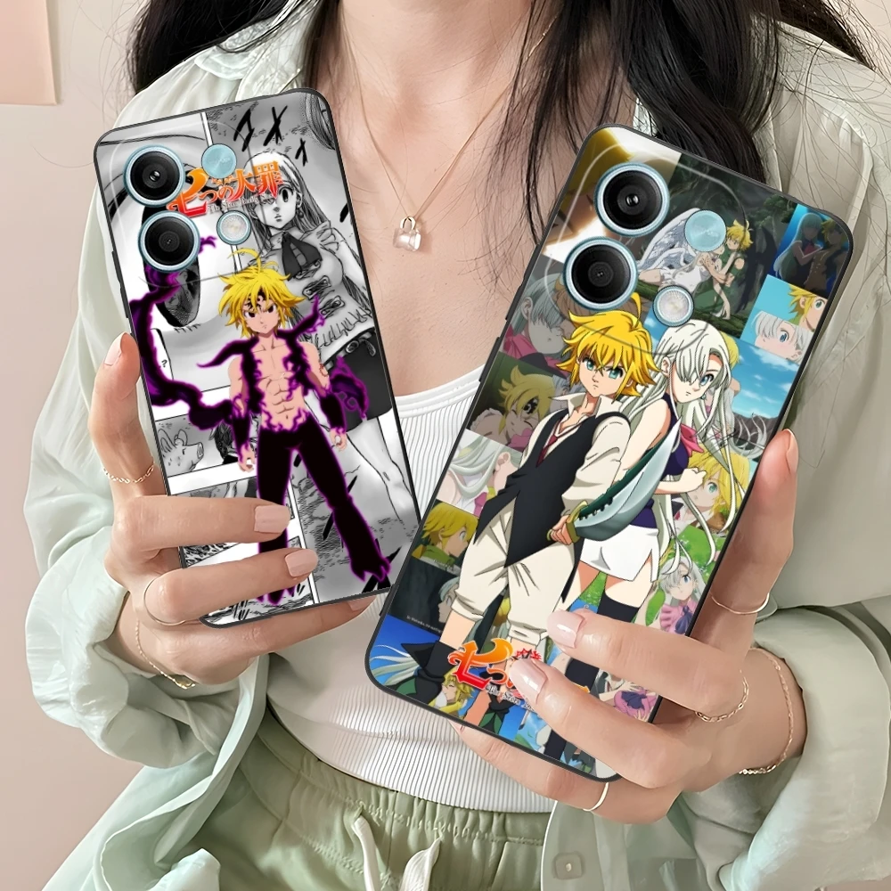 Seven Deadly Sins Meliodas Cell Phone Case for Xiaomi Redmi 14 13 13C 12 12C 10 10C A1 A2 A3 Plus 5G Black Phone Cover Shell