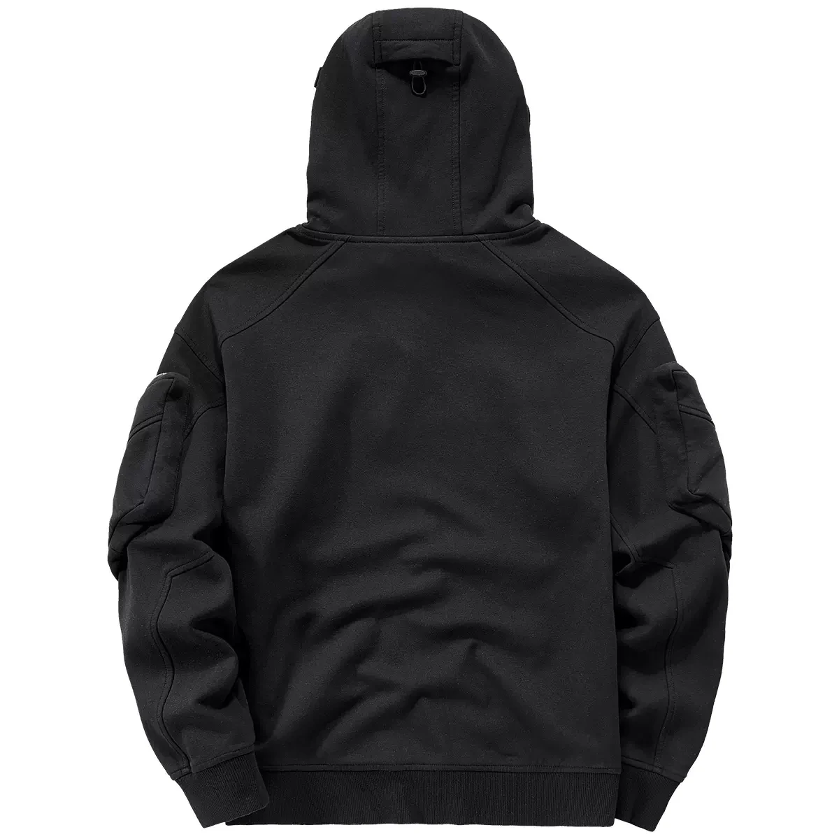 Men's Techwear Zip Up Hoodies Dark Souls Cyberpunk Sweatshirts High Neck Mask Windproof Pullovers Dark Black Cargo Tops