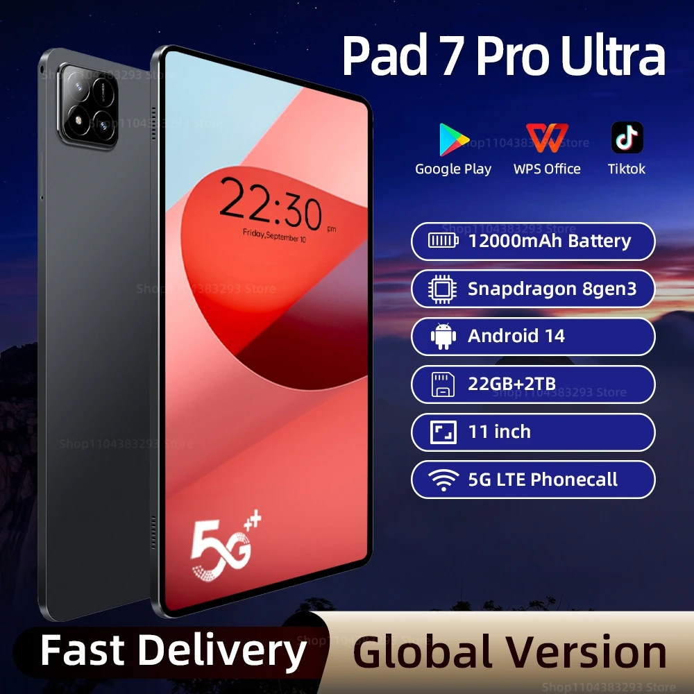 yZ[z2025 Pad 7 Pro Ultra ^ubgPC Snapdragon 8Gen3 Android 14 22GB+2TB 5G fASIM 12000mAh WiFi GPS WPS 7Ultra Mi^ubg