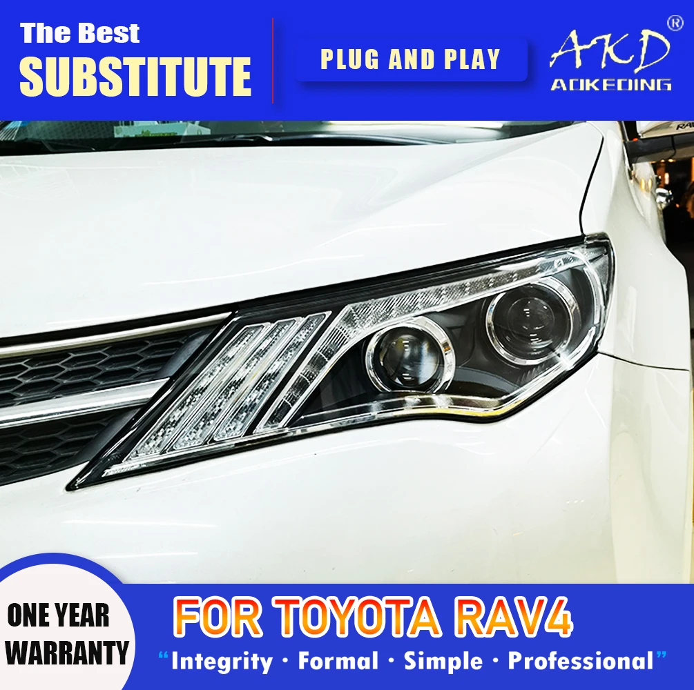 AKD Head Lamp for RAV4 LED Headlight 2013-2016 Headlights RAV4 DRL Turn Signal High Beam Angel Eye Projector Lens